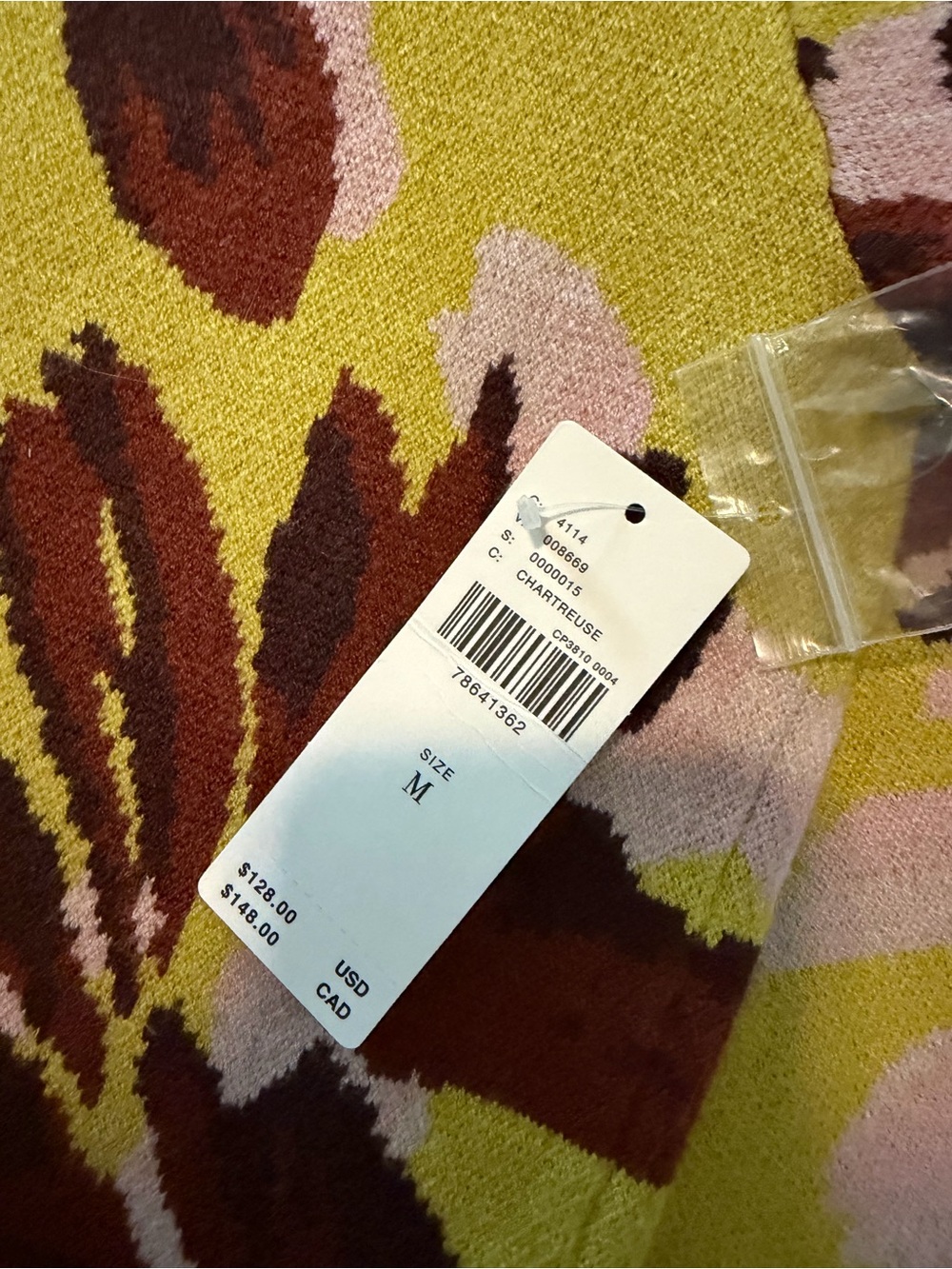 Anthropologie Lime Green Floral Knit Sweater - Picture 3 of 3